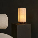 Sakura Dark Brown Table Lamp with Linen Shade | Handmade & Stylish Lighting Tavellio