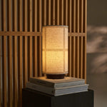 Sakura Dark Brown Table Lamp with Linen Shade | Handmade & Stylish Lighting Tavellio