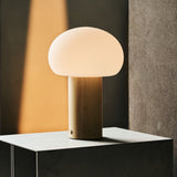 Sam Lichtbruin Houten Tafellamp met Glas & Oplaadbare Batterij | Dimbare & Veelzijdige Verlichting