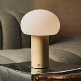 Sam Lichtbruin Houten Tafellamp met Glas & Oplaadbare Batterij | Dimbare & Veelzijdige Verlichting