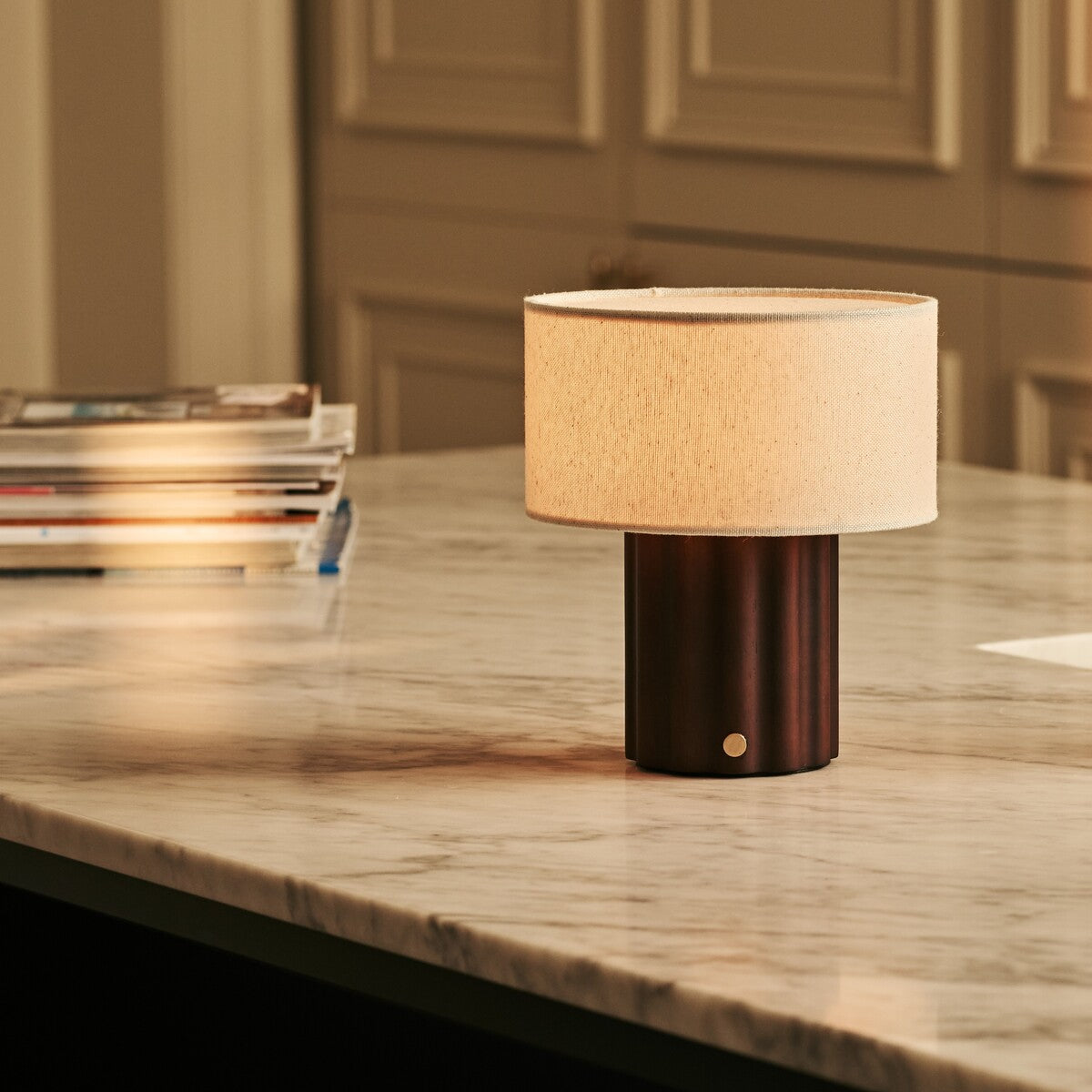 Sana Dark Brown Rechargeable Table Lamp | Modular Shade, 3 Light Modes & Dimmable