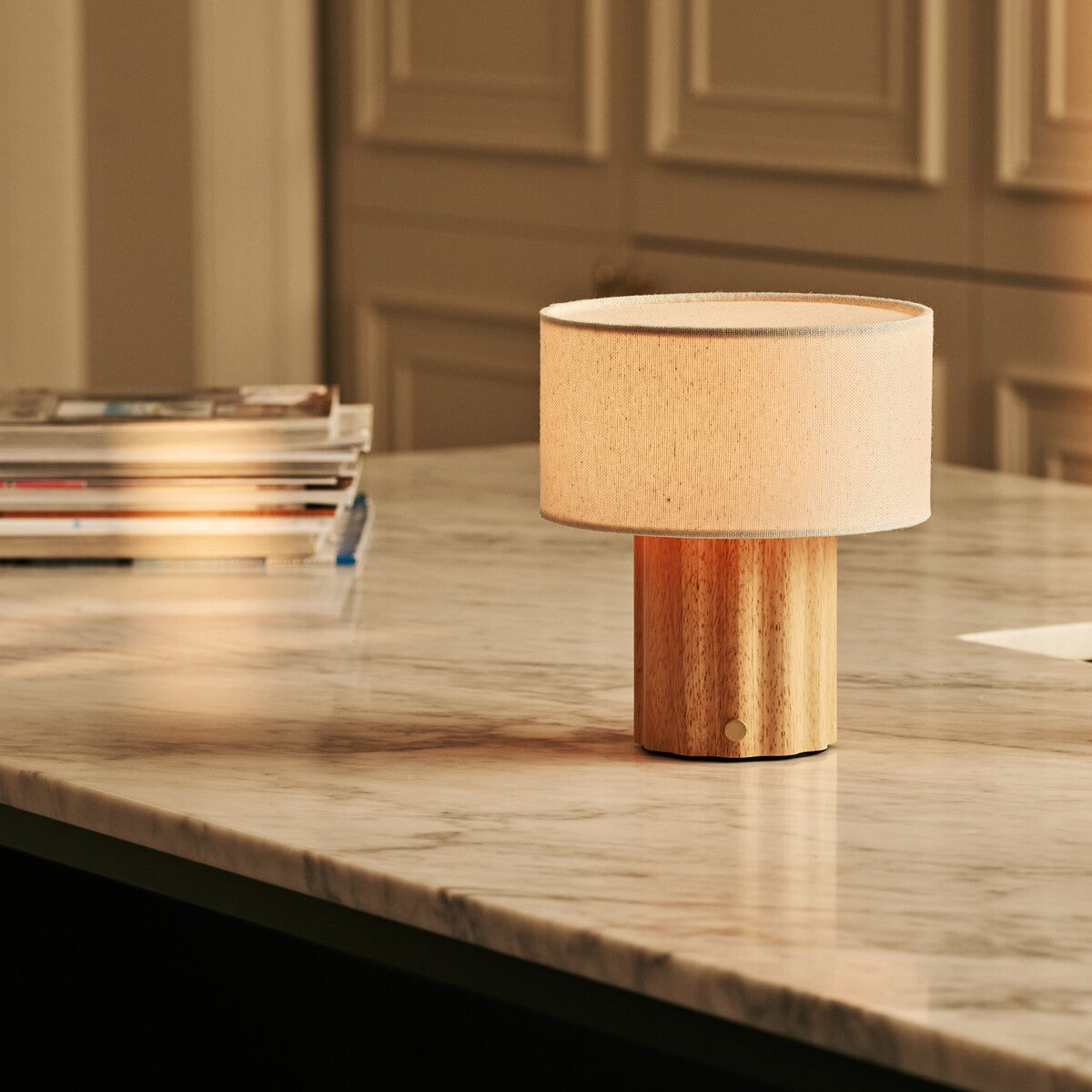 Sana Light Brown Rechargeable Table Lamp | Modular Shade, 3 Light Modes & Dimmable