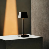 Sarphati Mini Mocha Brown Cordless Table Lamp Perfect for Hospitality Industry – Wireless Rechargeable via Charging Station, Dimmable Lamp & 3 Light Modes Tavellio