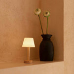 Zoë Light Brown Wooden Rechargeable Table Lamp | Dimmable, USB-C, 80-Hour Battery Tavellio