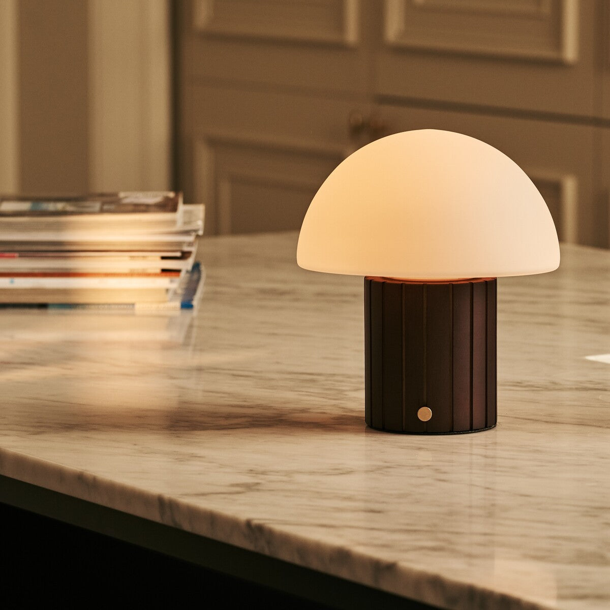 Siebe Dark Brown Rechargeable Table Lamp | Modular Lampshade, Dimmable & 3 Light Colors 