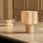 Sisley Beige – Travertino Classico Travertine Rechargeable Table Lamp | Cordless, Up to 100 Hours & Linen Blend