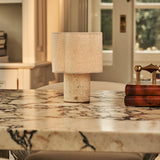 Sisley Beige – Travertino Classico Travertine Rechargeable Table Lamp | Cordless, Up to 100 Hours & Linen Blend
