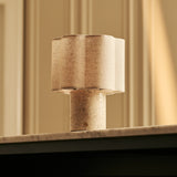 Sisley Beige – Travertino Classico Travertine Rechargeable Table Lamp | Cordless, Up to 100 Hours & Linen Blend