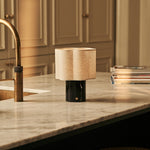 Sisley Black – Nero Marquina Marble Rechargeable Table Lamp | Cordless, Up to 100 Hours & Linen Blend