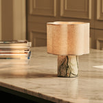 Sisley Green – Ice Green Marble Rechargeable Table Lamp | Cordless, Up to 100 Hours & Linen Blend