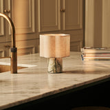 Sisley Green – Ice Green Marble Rechargeable Table Lamp | Cordless, Up to 100 Hours & Linen Blend