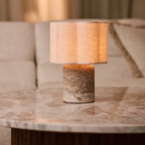 Sisley Large Silver Travertine Rechargeable Table Lamp