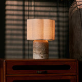 Sisley Large Silver Travertine Rechargeable Table Lamp
