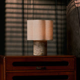 Sisley Medium Silver Travertine Rechargeable Table Lamp
