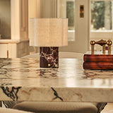 Sisley Red – Rosso Levanto Marble Rechargeable Table Lamp | Cordless, Up to 100 Hours & Linen Blend