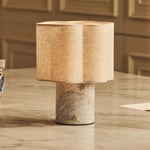 Sisley White – Bianco Statuarietto Marble Rechargeable Table Lamp | Cordless, Up to 100 Hours & Linen Blend