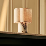 Sisley White – Lilac Marble Rechargeable Table Lamp | Cordless, Up to 100 Hours & Linen Blend