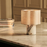 Sisley White – Lilac Marble Rechargeable Table Lamp | Cordless, Up to 100 Hours & Linen Blend