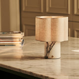 Sisley White – Lilac Marble Rechargeable Table Lamp | Cordless, Up to 100 Hours & Linen Blend