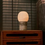 Sol Medium Silver Travertine and Alabaster Rechargeable Table Lamp
