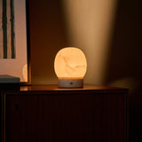 Sol Small Classic Travertine and Alabaster Rechargeable Table Lamp