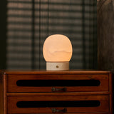 Sol Small Classic Travertine and Alabaster Rechargeable Table Lamp