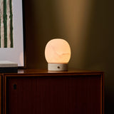 Sol Small Classic Travertine and Alabaster Rechargeable Table Lamp