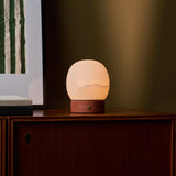 Sol Small Red Travertine and Alabaster Rechargeable Table Lamp