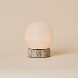 Sol Small Silver Travertine and Alabaster Rechargeable Table Lamp