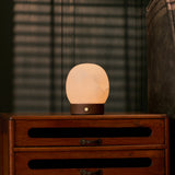 Sol Petit brun foncé lampe de table rechargeable en albâtre