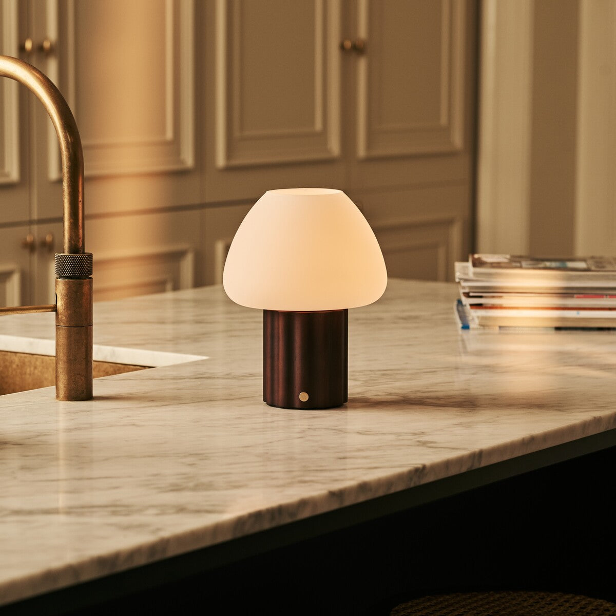 Sophie Dark Brown Rechargeable Table Lamp | Modular Lampshade, Dimmable & 3 Light Colors