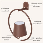 Cielo Dark Brown Rechargeable Metal Wall Lamp – Cordless, Dimmable, and Stylish Tavellio