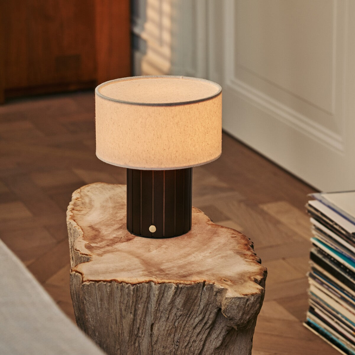Steffie Dark Brown Rechargeable Table Lamp | Linen Blend, 3 Light Modes & Cordless