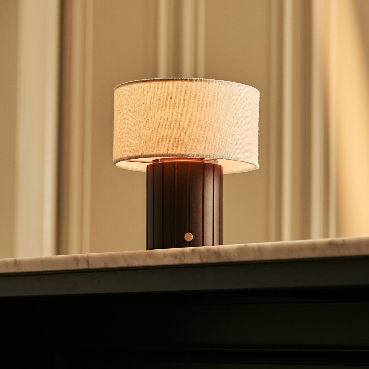 Steffie Dark Brown Rechargeable Table Lamp | Linen Blend, 3 Light Modes & Cordless
