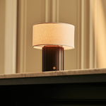 Steffie Dark Brown Rechargeable Table Lamp | Linen Blend, 3 Light Modes & Cordless