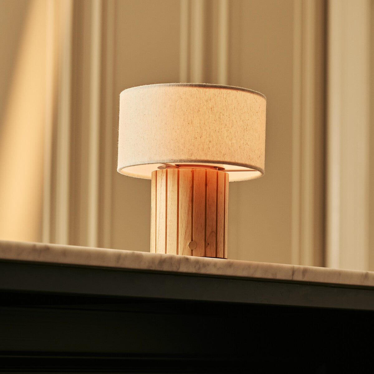 Steffie Light Brown Rechargeable Table Lamp | Linen blend, 3 Light Modes & Cordless