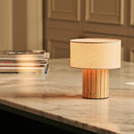 Steffie Light Brown Rechargeable Table Lamp | Linen blend, 3 Light Modes & Cordless
