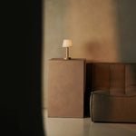 Zoë Light Brown Wooden Rechargeable Table Lamp | Dimmable, USB-C, 80-Hour Battery - Tavellio