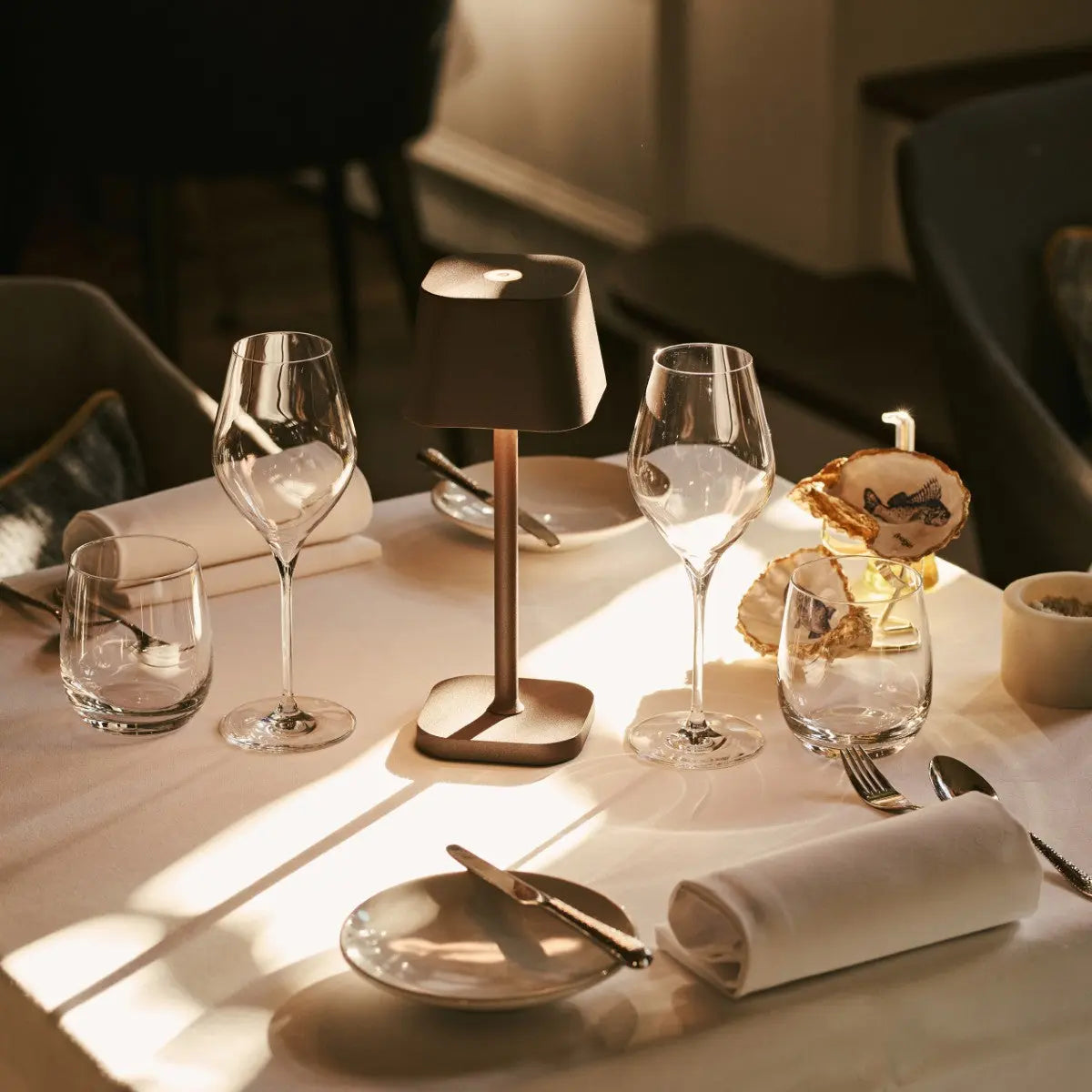 Ava Mocha Brown Rechargeable Table Lamp | Cordless & Dimmable