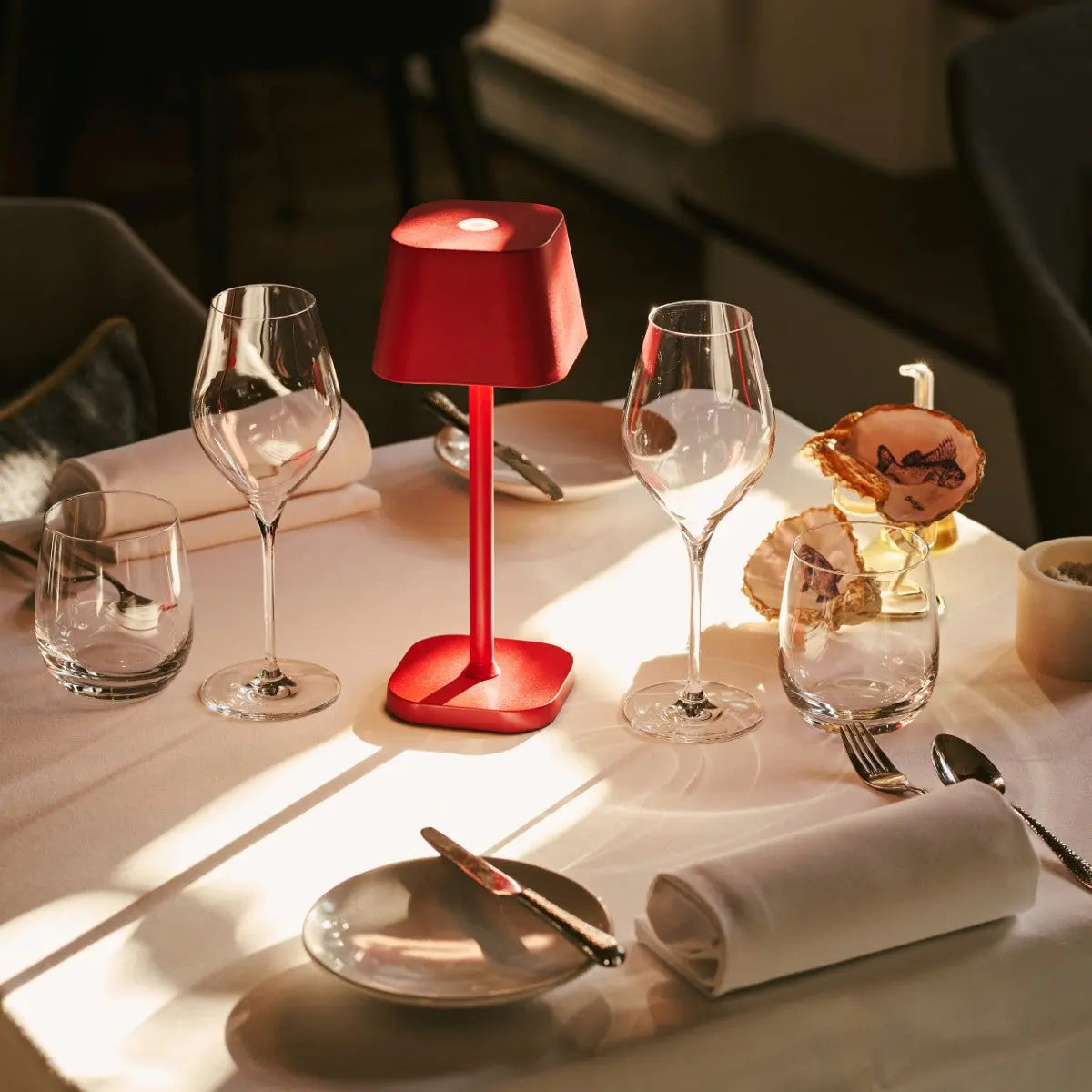 Ava Berry Red Rechargeable Table Lamp | Stylish, Cordless Lamp & Dimmable