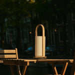 Evie Light Brown Rechargeable Wooden Table Lamp – Dimmable & Cordless