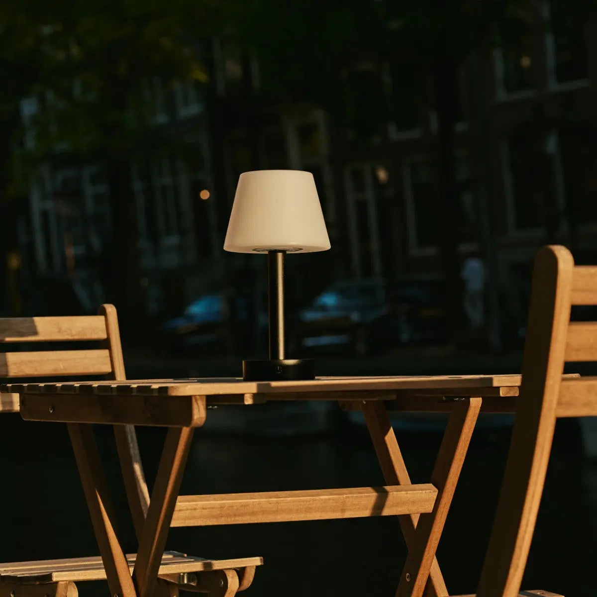 Zoë Black Wooden Rechargeable Table Lamp | Dimmable & Portable | 80-Hour Battery Life