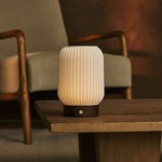 Alba Dark Brown Wooden Rechargeable Table Lamp | Cordless, 3 Light Modes & Dimming Function