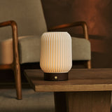 Alba Dark Brown Wooden Rechargeable Table Lamp | Cordless, 3 Light Modes & Dimming Function