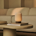 Alba Dark Brown Wooden Rechargeable Table Lamp | Cordless, 3 Light Modes & Dimming Function