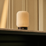 Alba Dark Brown Wooden Rechargeable Table Lamp | Cordless, 3 Light Modes & Dimming Function
