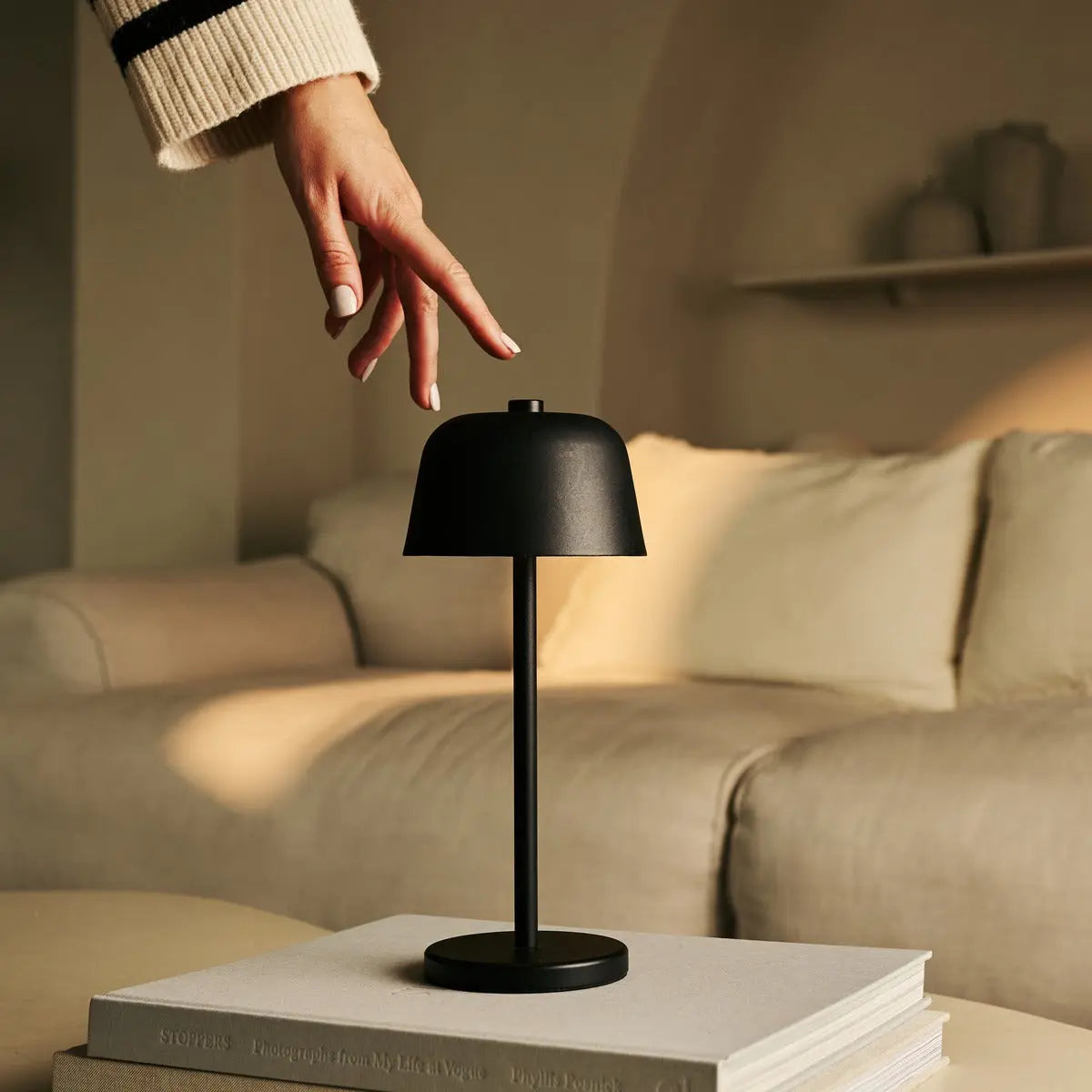 Anton Black Rechargeable Table Lamp | Stylish & Cordless Lighting