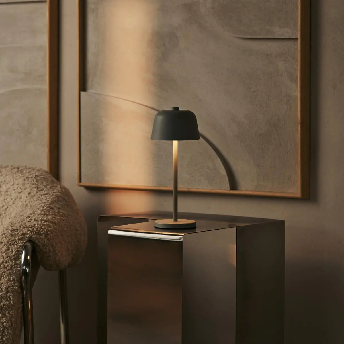 Anton Shadow Grey Rechargeable Table Lamp | Stylish & Cordless Lighting