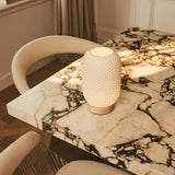Aurora Light Brown Cordless Table Lamp in 3D-Printed Porcelain – Rechargeable, Dimmable & Up to 100 Hours of Light