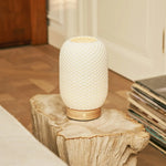 Aurora Light Brown Cordless Table Lamp in 3D-Printed Porcelain – Rechargeable, Dimmable & Up to 100 Hours of Light